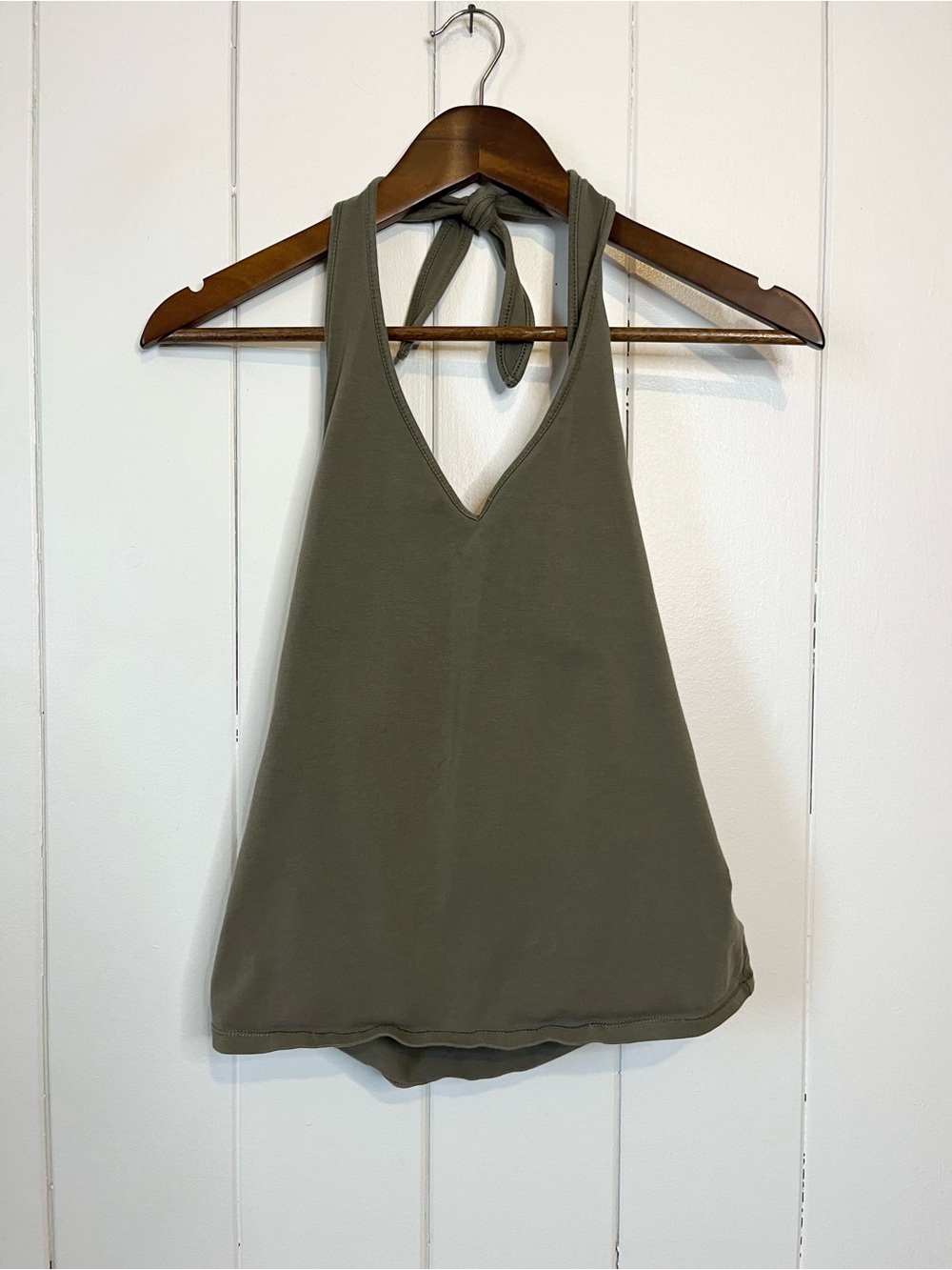 GAP Stretch Olive Green Halter Top. Size Medium.